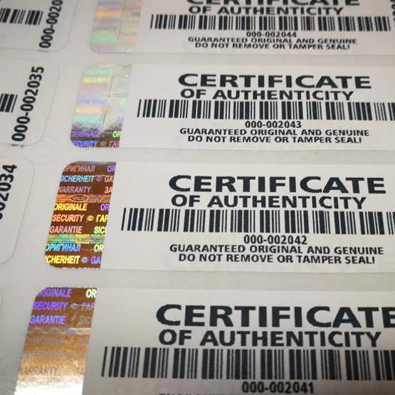 paper labels with holographic strip