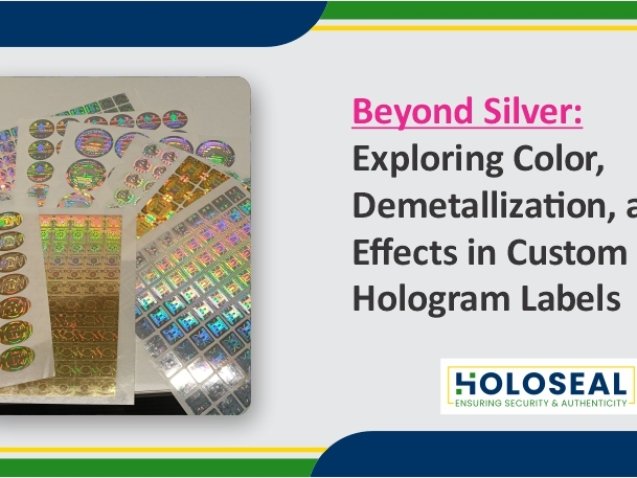 silver and colour custom hologram labels