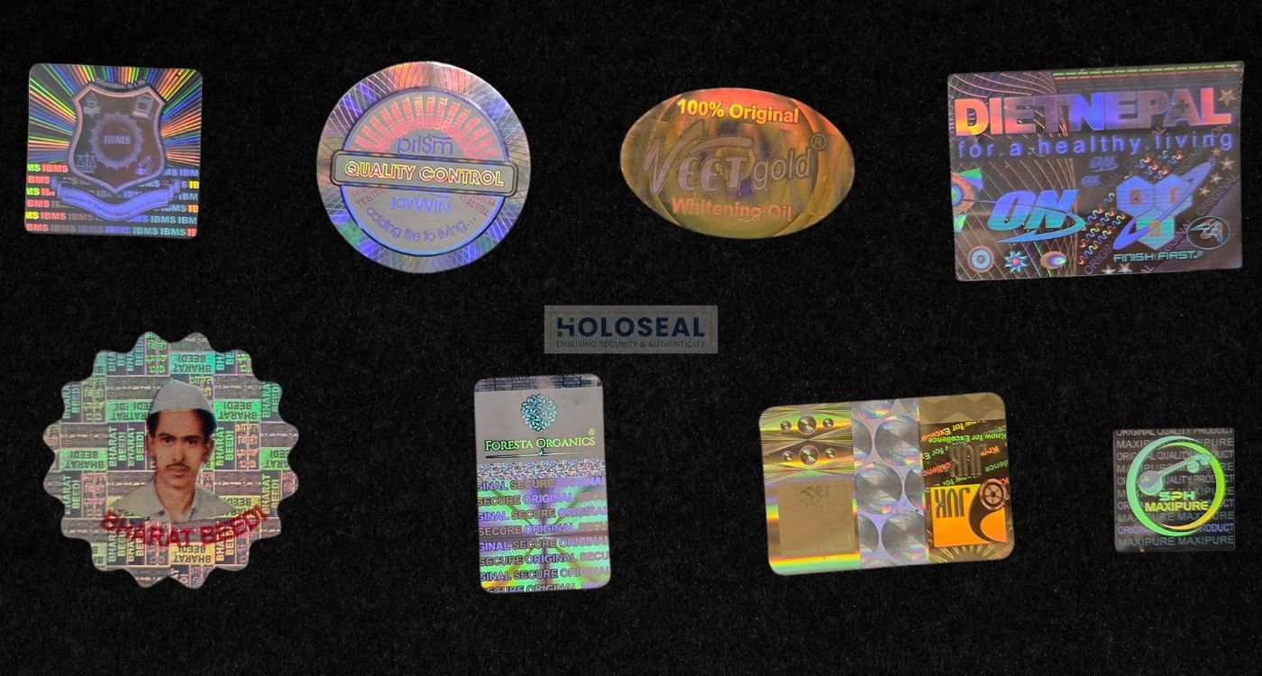 different shapes hologram labels